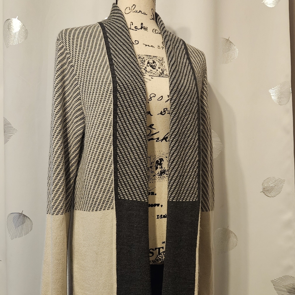 Cato Black and Cream Women's Cardigan Sweater Color Block